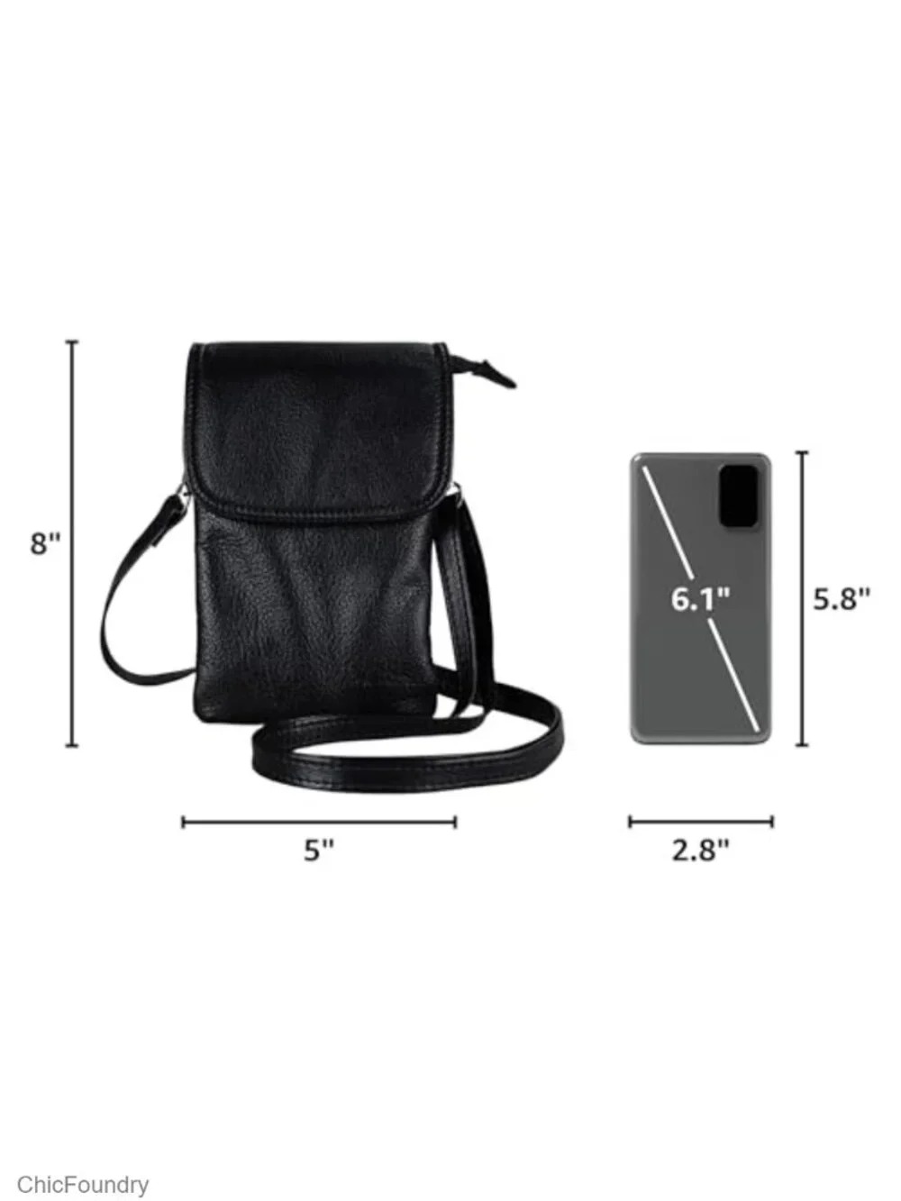 Genuine Leather Small Crossbody Bag Cell Phone Purse Hands-Free